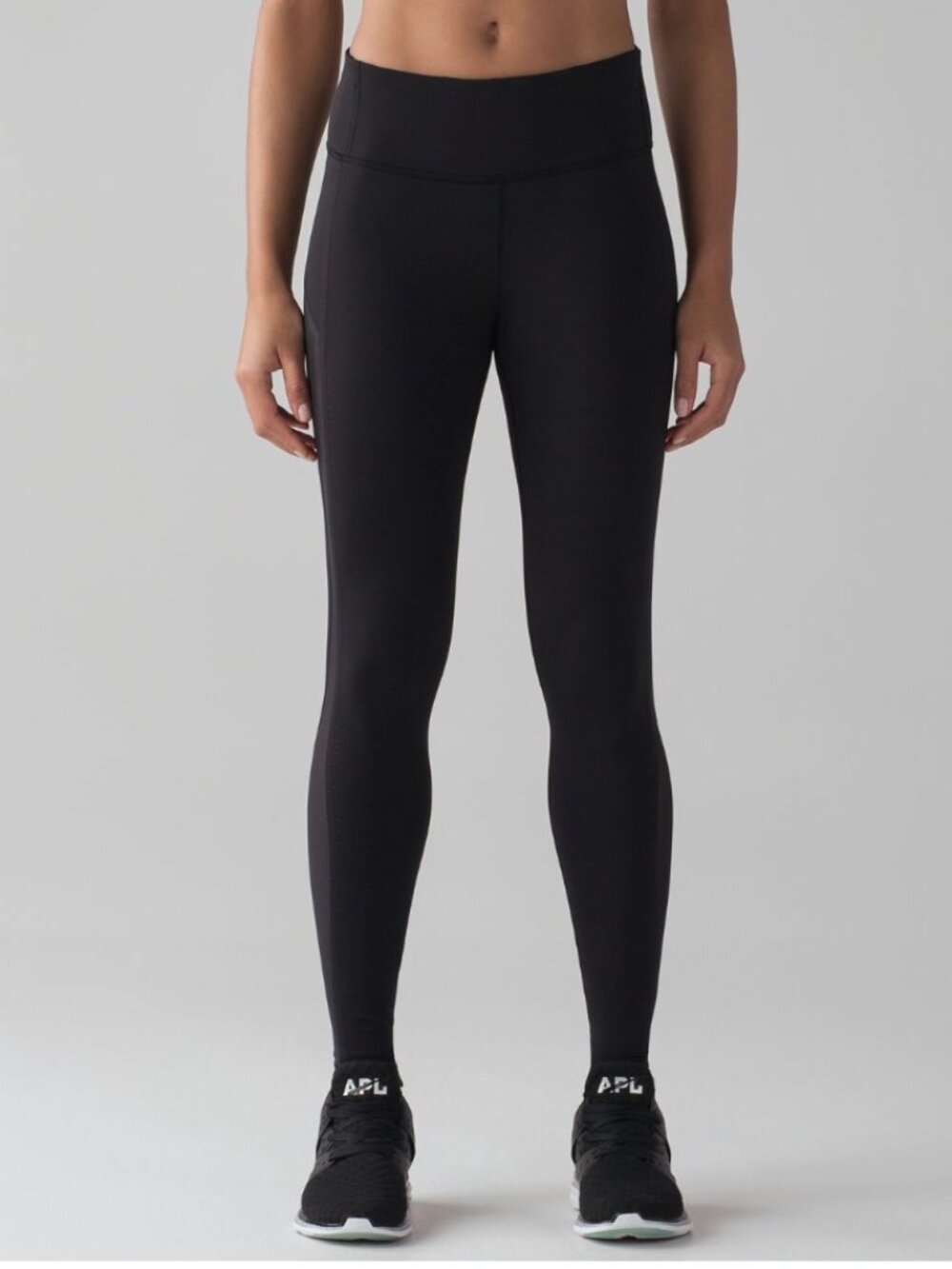 Lululemon Smooth Stride Scalloped Full Length Tight Luxtreme Mesh Black Sz 8